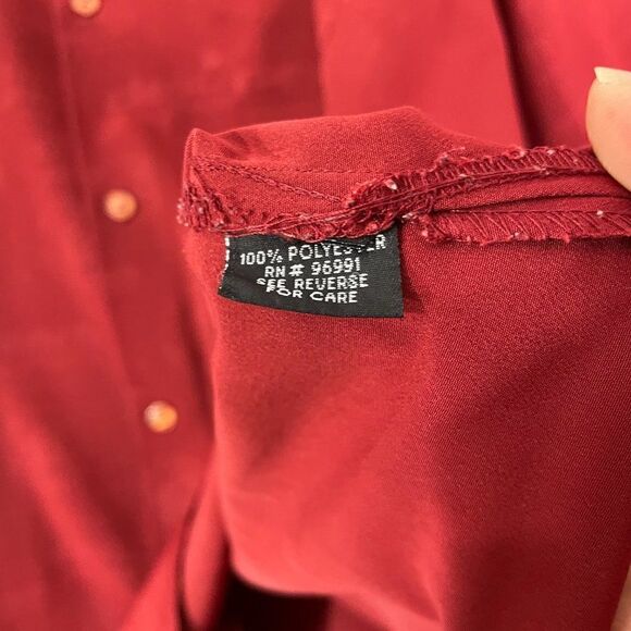 VTG Clench 701 Jeans Shirt Red Casual Y2K Skater Short Sleeve AOP Button Down - Picture 6 of 11